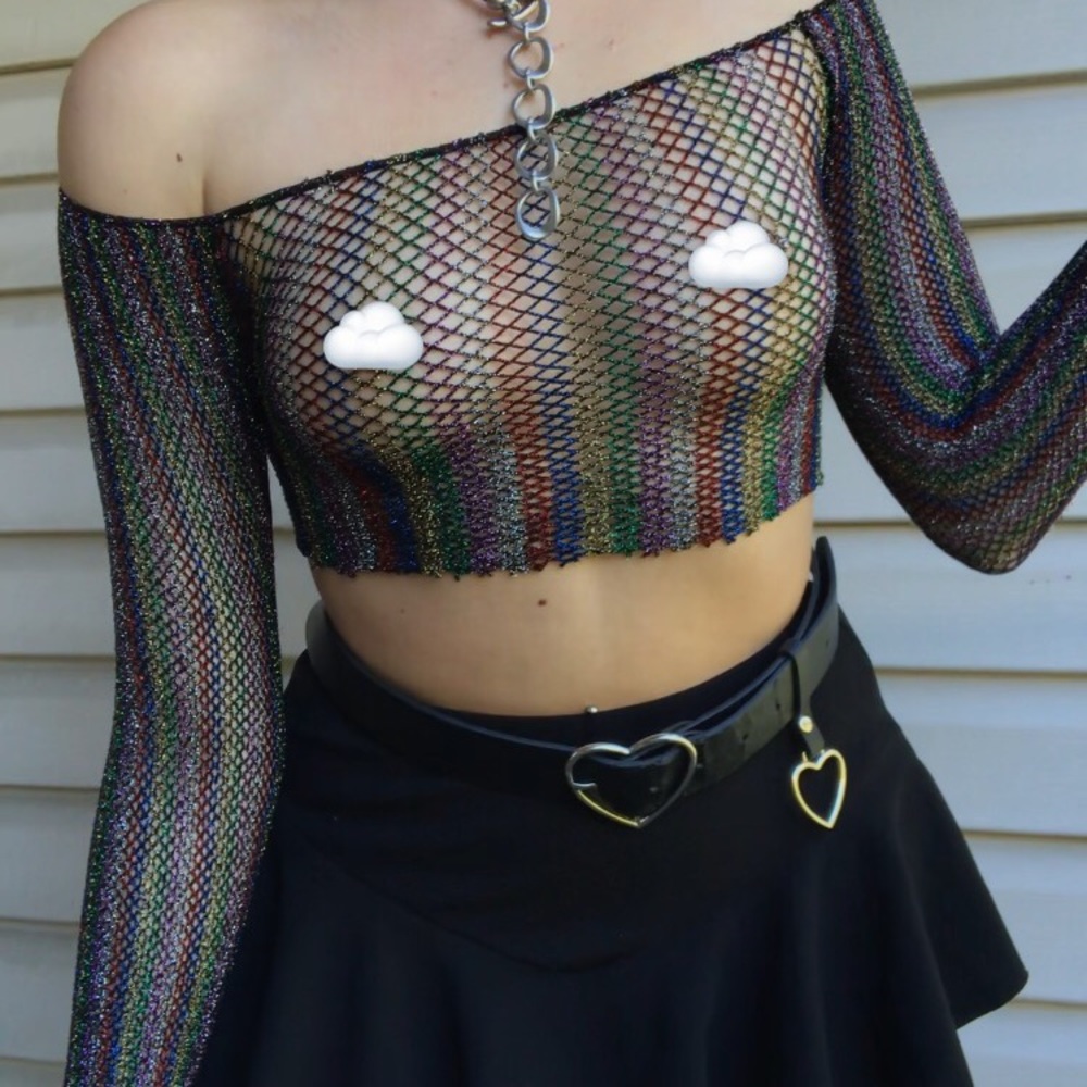 Rainbow net top